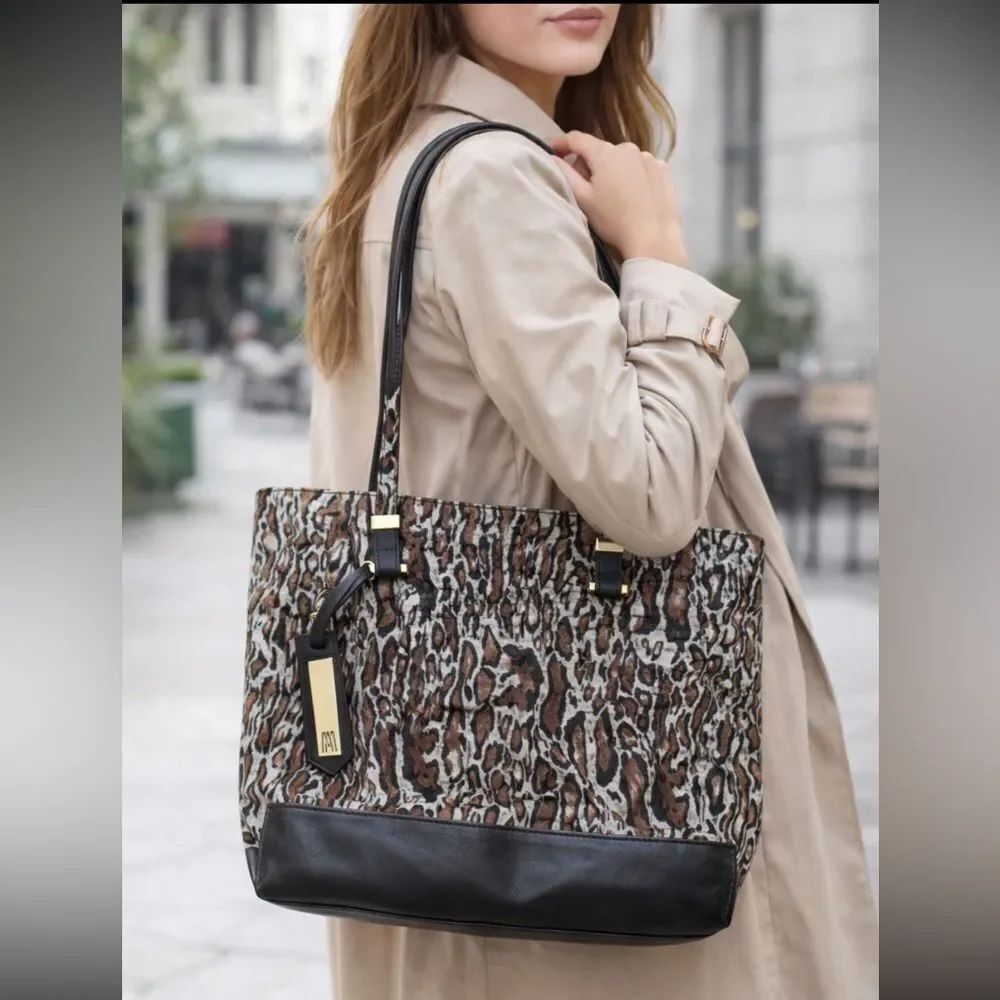 Antonio Melani Leopard Print Leather Tote Bag